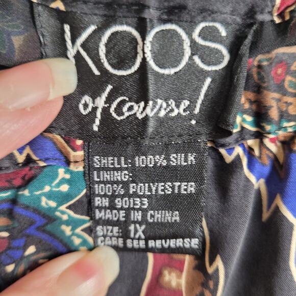 Vintage Koos Of Course black silk maxi skirt 1X paisley Boho Retro Whimsigoth - Picture 3 of 8